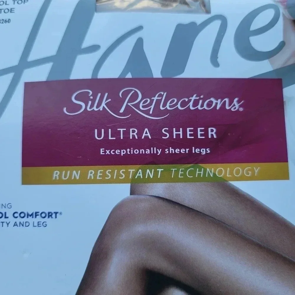 Hanes Pantyhose Silk Reflections Ultra Sheer Control Top Run Resistant Size CD